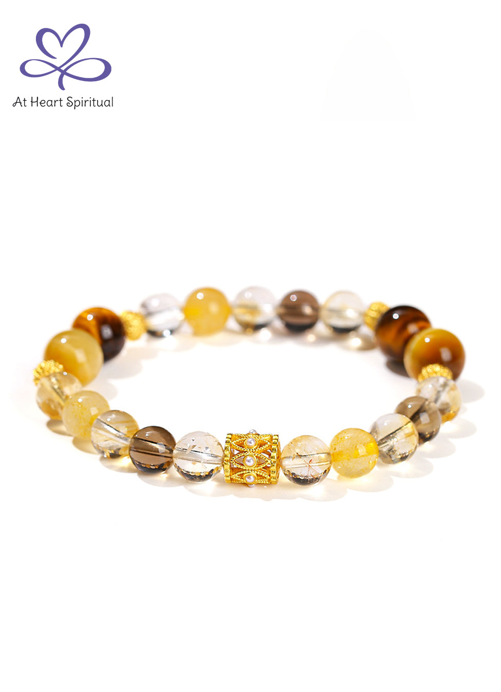Citrine + Tiger's Eye Bracelet,Earth Energy,8MM+10MM