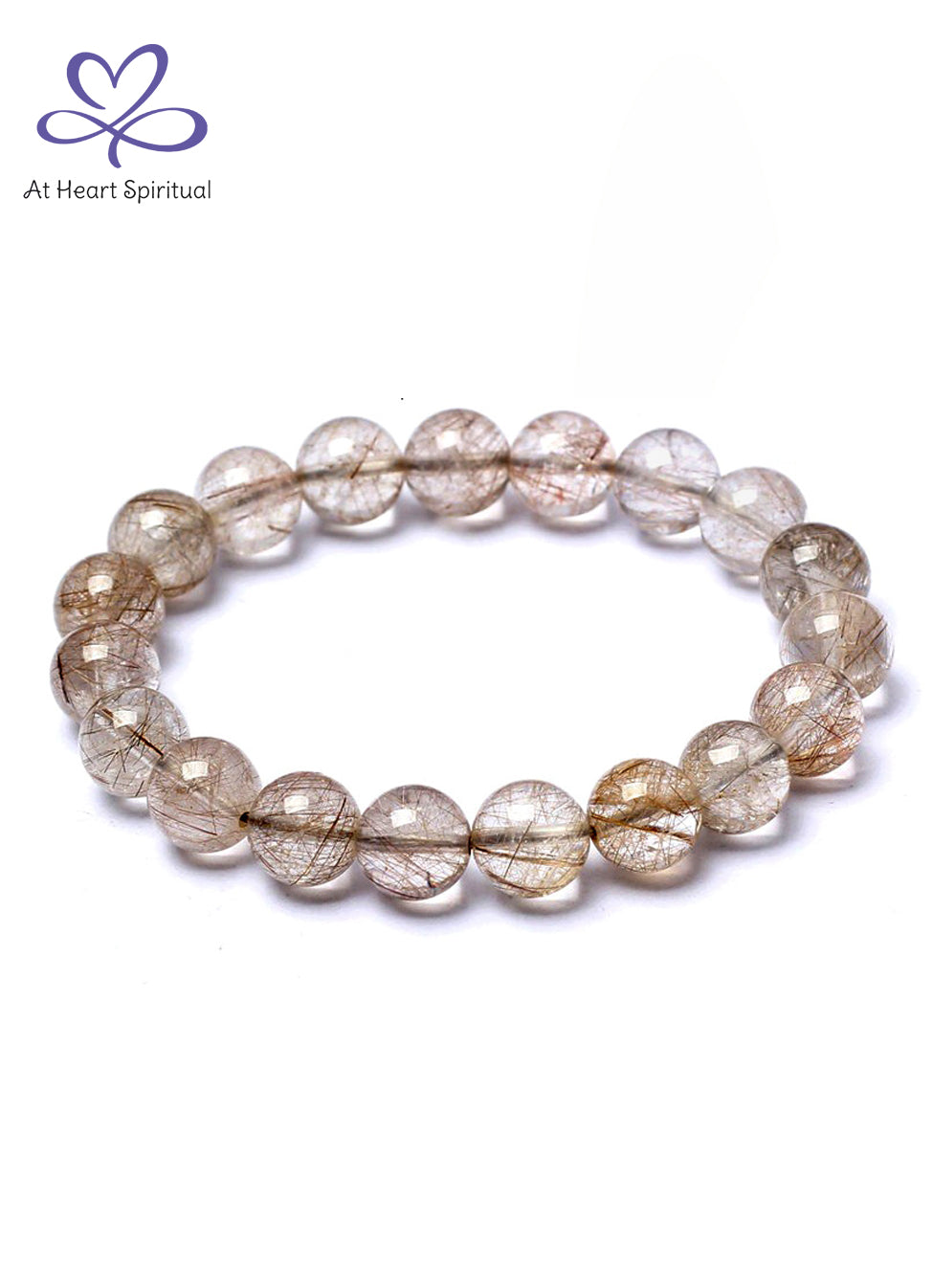 Natural Silver Rutilated Quartz Bracelet, Golden Energy