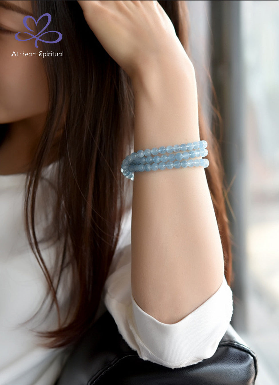 Natural Aquamarine Bracelet, Water Energy,5MM