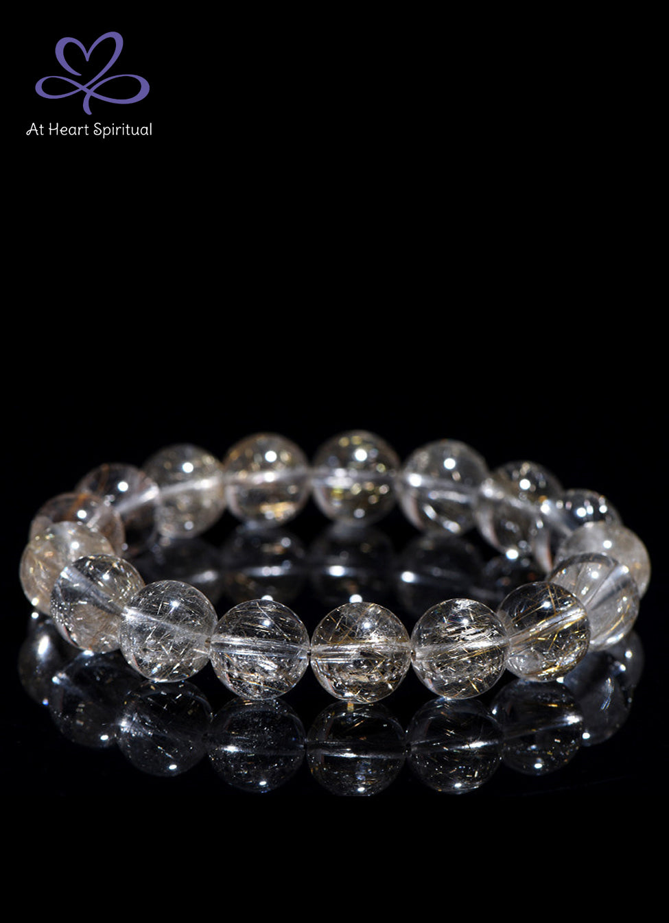 Natural Silver Rutilated Quartz Bracelet, Golden Energy