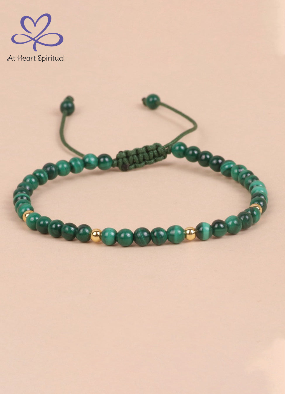 Natural Green Malachite Bracelet，Wood Energy,3MM
